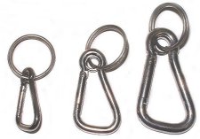 Stainless Steel Assymetric Carbine Hooks with Eye ands Split Ring