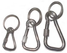 Stainless Steel Assymetric Screwgate Carbine Hooks with Eye and Split Ring