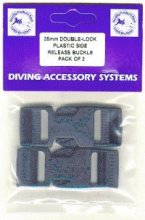 Pack of 2 x 25mm Delrin engineered plastic Double Lock Side Release Buckles
